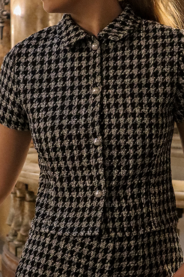 Short-sleeved shirt - Houndstooth tweed 
