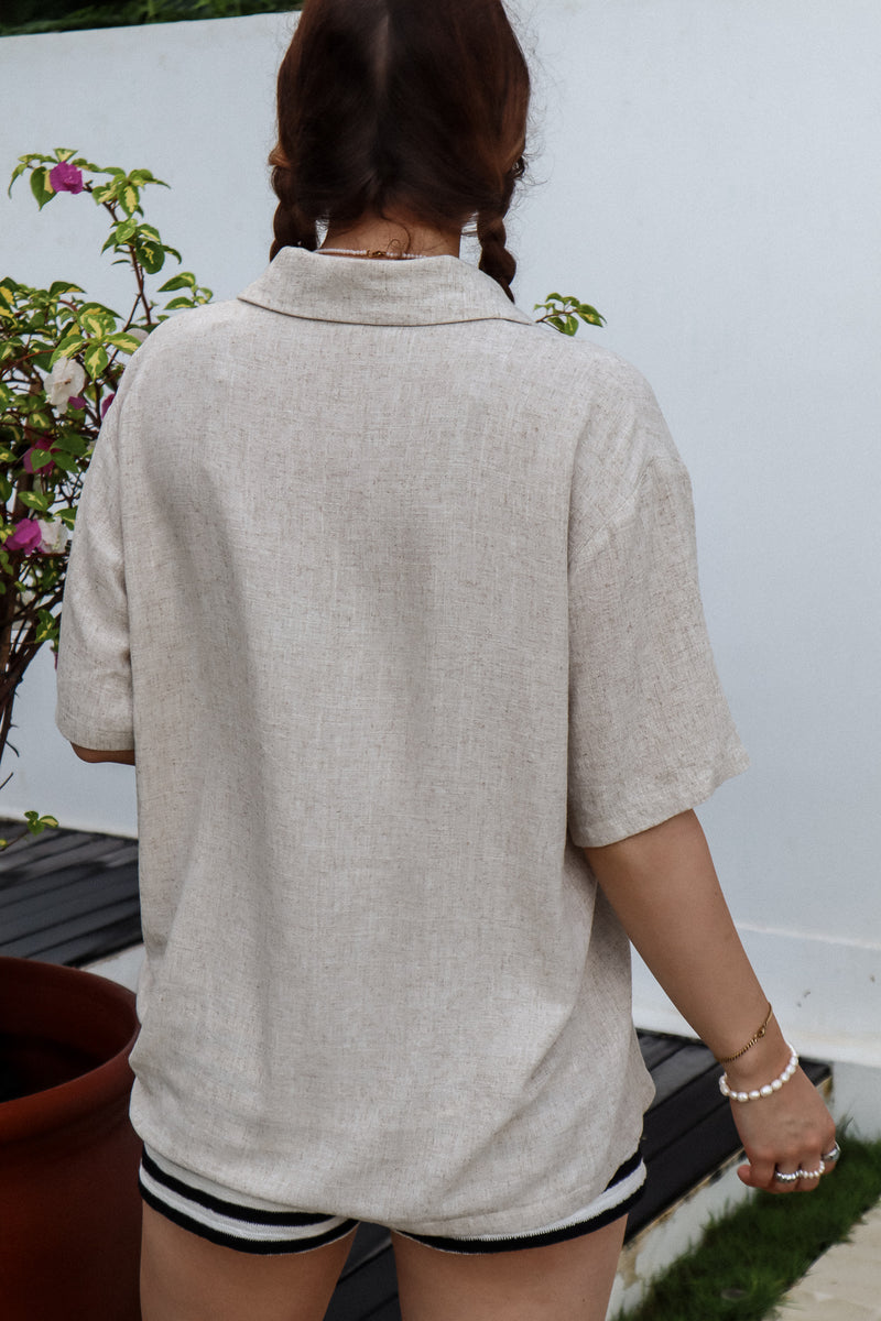 Short-sleeved shirt - Natural linen 