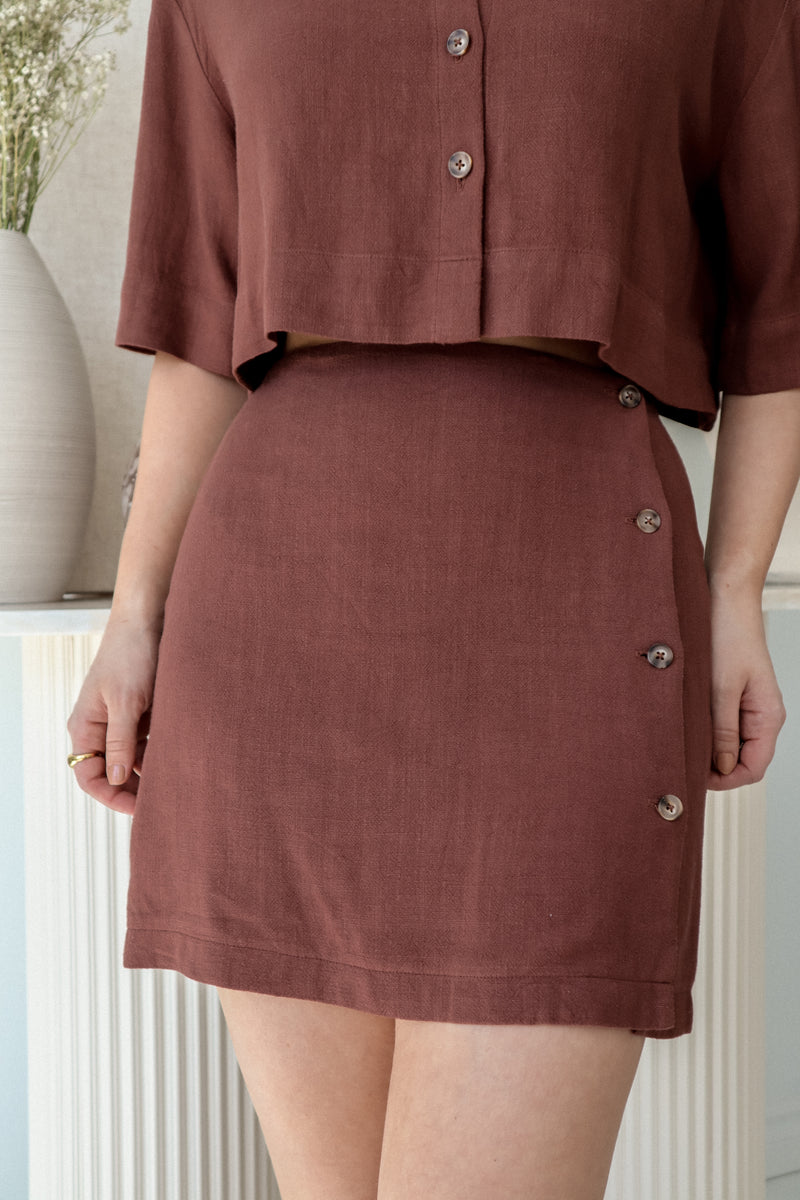 Solange skirt - Brown linen