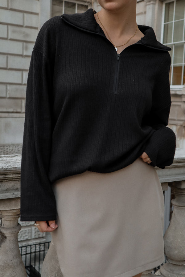 Pull à zip - Tricot noir