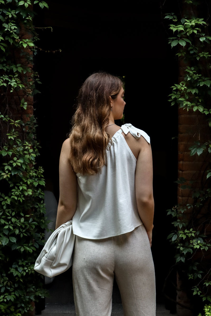 Camisole une bretelle - Lin ivoire