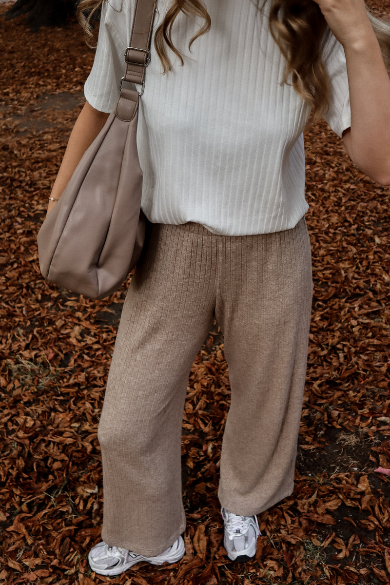 Straight pants - Taupe knit 