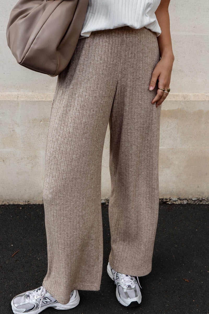 Straight pants - Taupe knit 