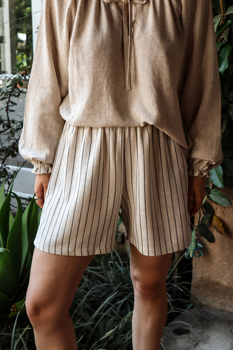 Shorts - Striped linen 