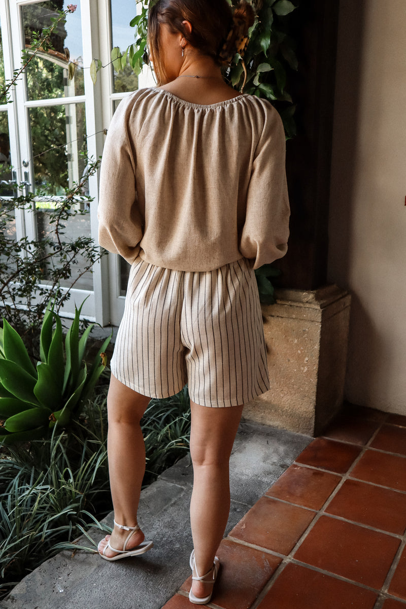 Shorts - Striped linen 